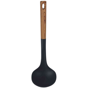 Bene Casa - Black Ladle with Wood Like Handle, Heat Resistant. Black Ladle w/Wood Like Handle, 14" Bene Casa