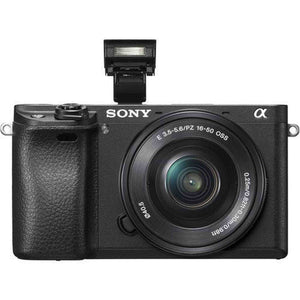 Sony Alpha a6300 Mirrorless Camera with 16-50mm Lens Black ILCE6300L/B With Bag, Filters, 2x Extra Batteries, Rode Mic, LED Light, External HD Monitor, 2x 64GB Cards, , Plus Essential Accessories Sony