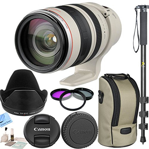 Canon Zoom Wide Angle-Telephoto EF 28-300mm f/3.5-5.6L IS USM Autofocus Lens With CS Kit: Includes Lens Cap Rear Cap Lens Hood Lens Case Filter Kit& CS Microfiber Cleaning Cloth Bundle