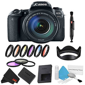 Canon EOS 77D DSLR Camera with 18-135mm Lens Bundle w/ 9 Piece Filter Kit International Model Canon