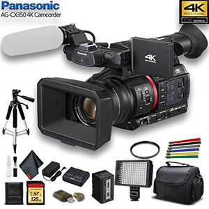 Panasonic AG-CX350 4K Camcorder AG-CX350 W/Padded Case, 128 GB Memory Card, Heavy Duty Tripod, Wire Straps, LED Light, - Reconditioned Panasonic