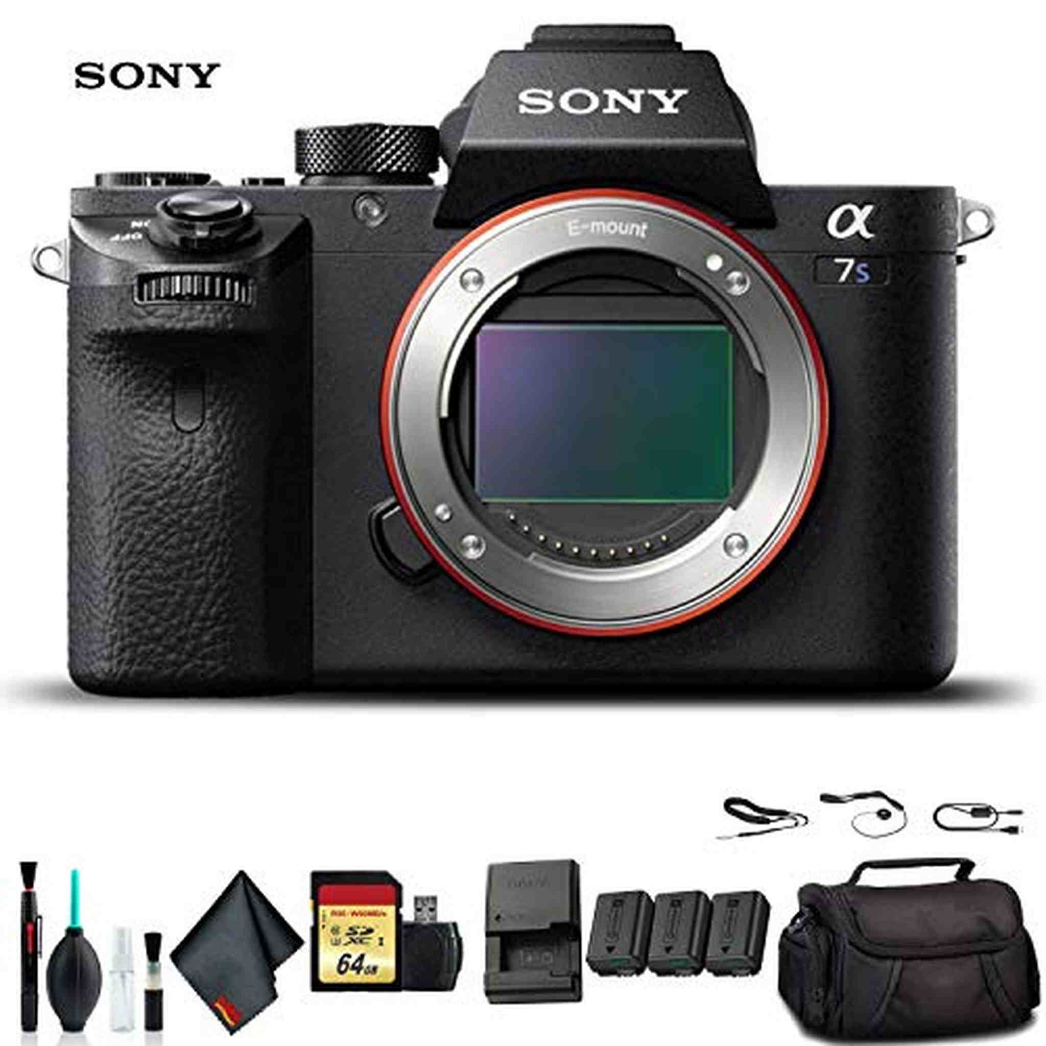 Sony Alpha a7S II Mirrorless Camera ILCE7SM2/B With Soft Bag, Additional Battery, 64GB Memory Card, Card Reader , Plus Essential Accessories Sony
