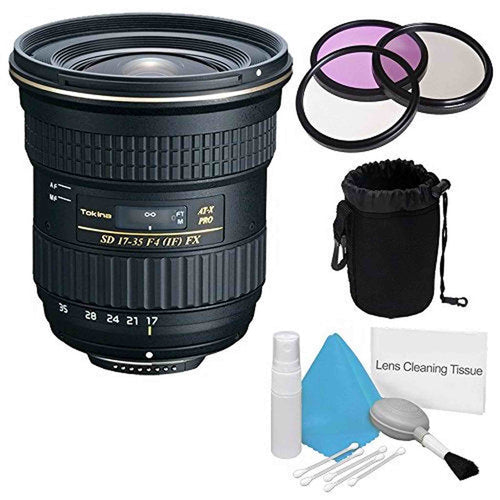 Tokina 17-35mm f/4 Pro FX Lens for Canon Cameras (International Model) +Deluxe Cleaning Kit + 82mm 3 Piece Filter Kit +