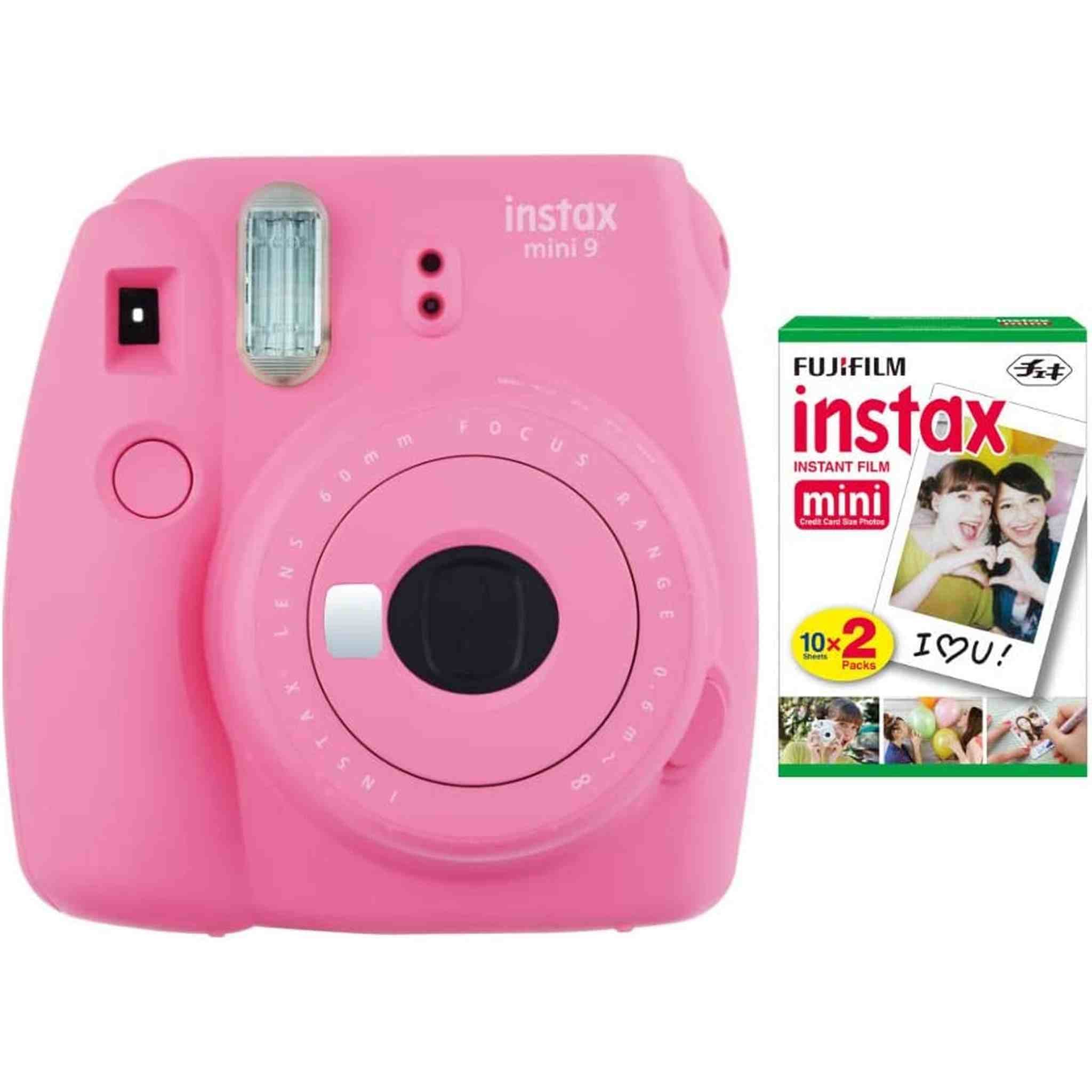 Fujifilm Instax Mini 9 Instant Camera Flamingo Pink with 20 Mini Films Bundle Fujifilm