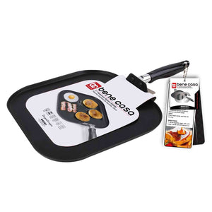 Bene Casa 11-Inch Square Nonstick Aluminum Griddle | Dishwasher Safe | Stovetop Suitable | Fast, Even Cooking | Lightweight and Sturdy. Bene Casa