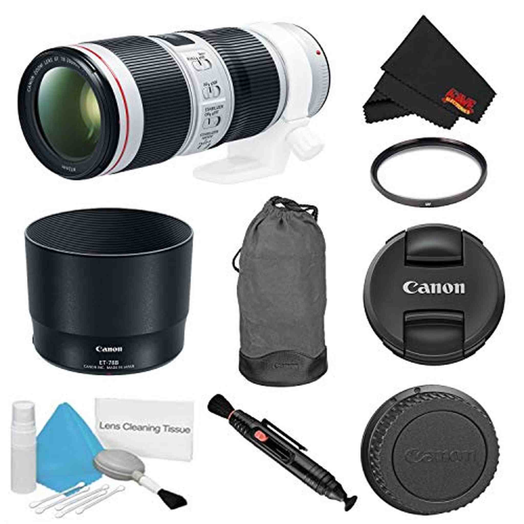 Canon EF 70-200mm f/4L is II USM Lens Bundle w/UV Filter International Model Canon