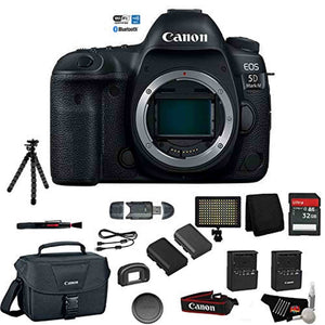 Canon EOS 5D Mark IV Full Frame Digital SLR Camera Body - Bundle with Tripod + LED Light + 32 GB Memory Card + More Int - Used Canon