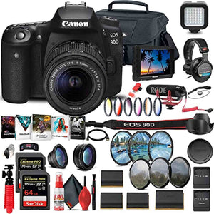 Canon EOS 90D DSLR Camera with 18-55mm 3616C009 + 4K Monitor + Lens + More - Reconditioned Canon