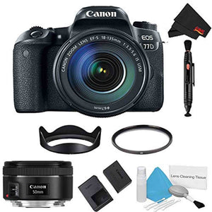 Canon EOS 77D DSLR Camera with 18-135mm Lens Bundle + Bonus 50mm Lens International Model Canon