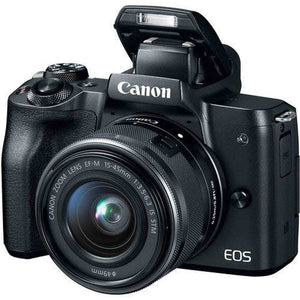 Canon EOS M50 Mirrorless Digital Camera with 15-45mm Lens International Model 2680C011 W/Bag, Extra Battery, LED Lig Canon