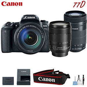 Canon EOS 77D Digital SLR Camera with 18-135mm & 55-250mm Lenses Kit International Model Canon