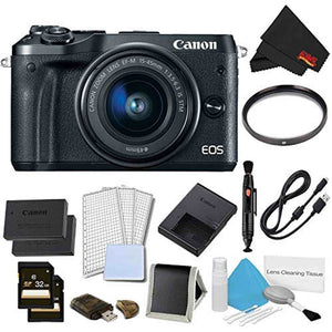 Canon EOS M6 Mirrorless Digital Camera with 15-45mm Lens Black Pro Bundle - International Model Canon