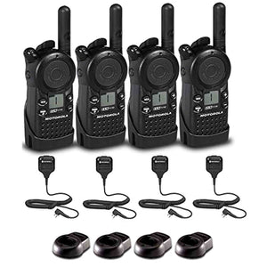 4 x Motorola CLS1110 UHF 1W 1-Channel 2-Way Radio - 4 Pack With Mic Bundle Motorola Solutions