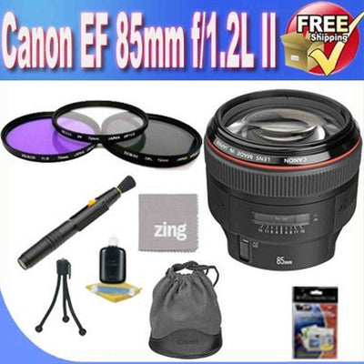 Canon EF 85mm f1.2L II USM Lens+ 3 Piece Filter Kit + Lens Case + Zing MicroFiber Cleaning Cloth + Lens Pen Cleaner + Lens Accessory Saver Bundle!!