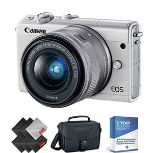 Canon EOS M100 Mirrorless Digital Camera with 15-45mm Lens White + 2 Year Accidental Warranty