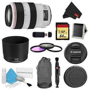 Canon EF 70-300mm f/4-5.6L is USM Lens Bundle w/ 64GB Memory Card + Accessories 3 Piece Filter Kit International Model Canon