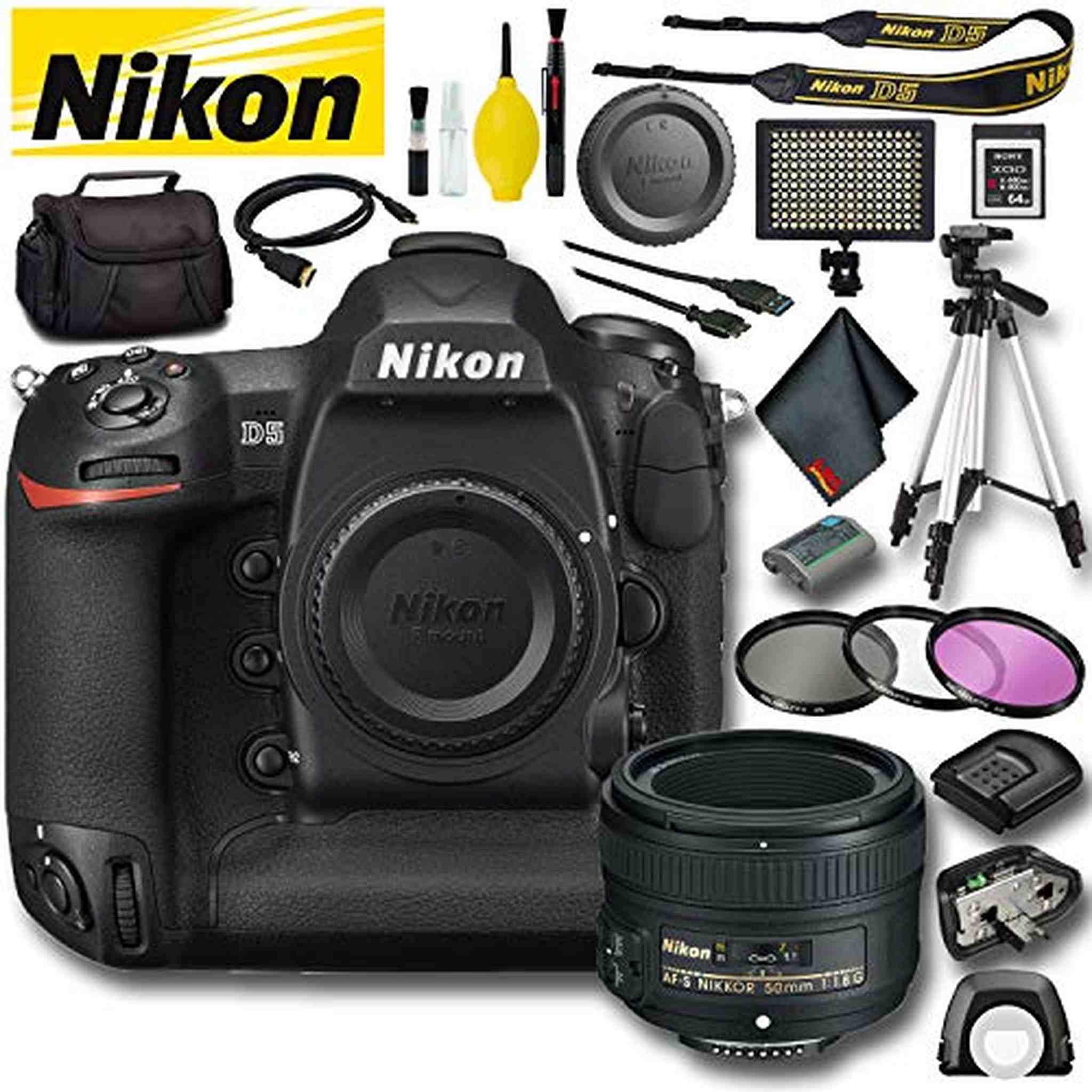 Nikon D5 DSLR Camera Dual XQD Slots International Model Pro Bundle