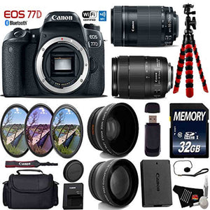 Canon EOS 77D DSLR Camera with 18-135mm is STM Lens & 55-250mm is STM Lens + UV FLD CPL Filter Kit + Wide Angle & Teleph Canon