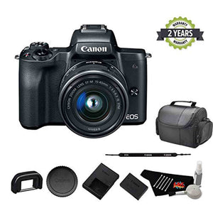 Canon EOS M50 Mirrorless Digital Camera with 15-45mm Lens and 4K Video 2680C011 Starter Bundle - International Model w/ Canon