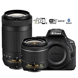 Nikon D5600 Digital SLR Camera with 18-55mm VR & 70-300mm DX AF-P Lenses - Renewed - Reconditioned Nikon