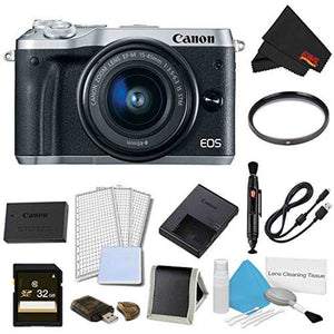 Canon EOS M6 Mirrorless Digital Camera with 15-45mm Lens Silver Advanced Bundle - International Model Canon