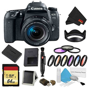 Canon EOS 77D DSLR Camera 18-55mm Lens Bundle w/ 9 Piece Filter & Memory Kit International Model Canon