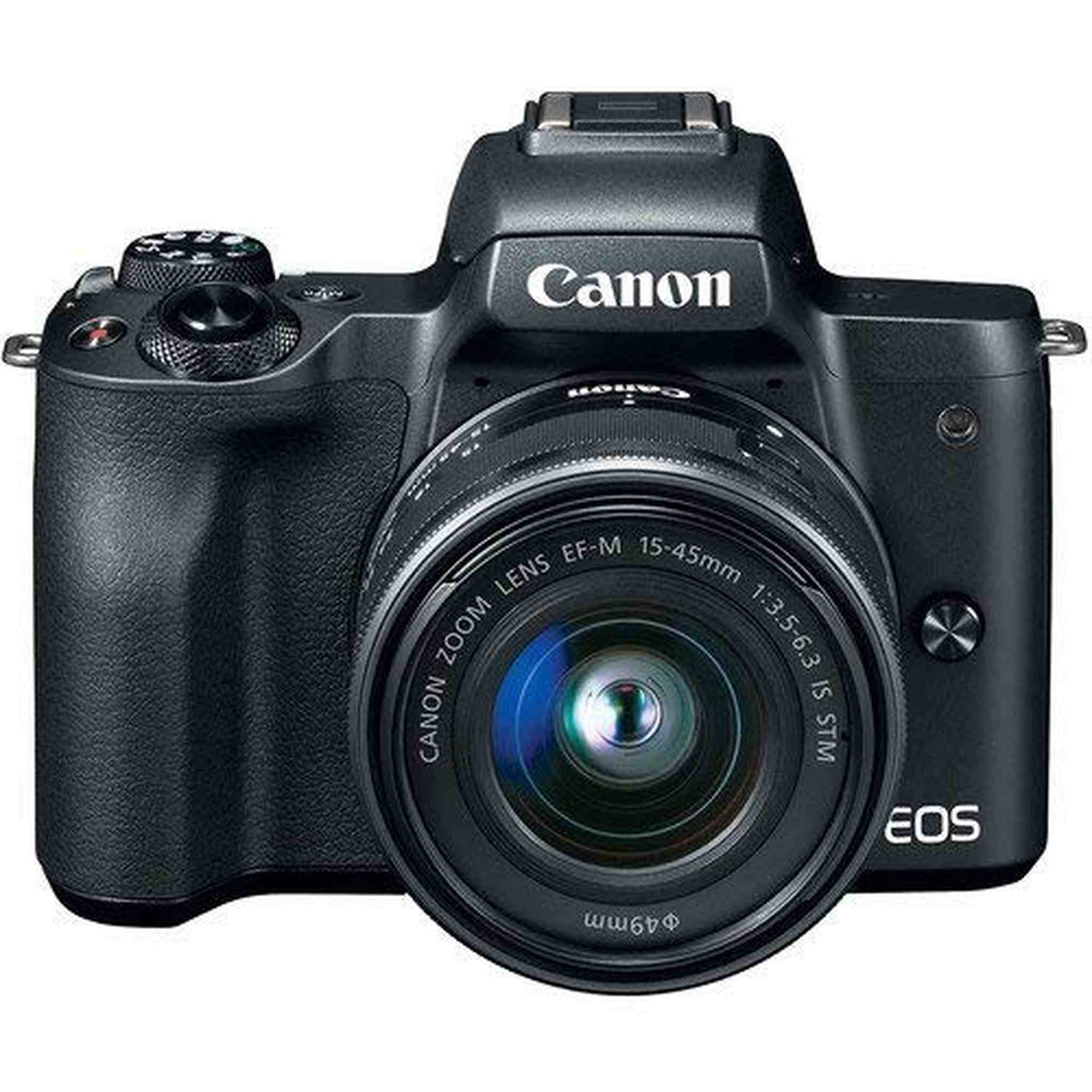 Canon EOS M50 Mirrorless Digital Camera with 15-45mm Lens International Model 2680C011 W/Bag, Extra Battery, LED Lig Canon
