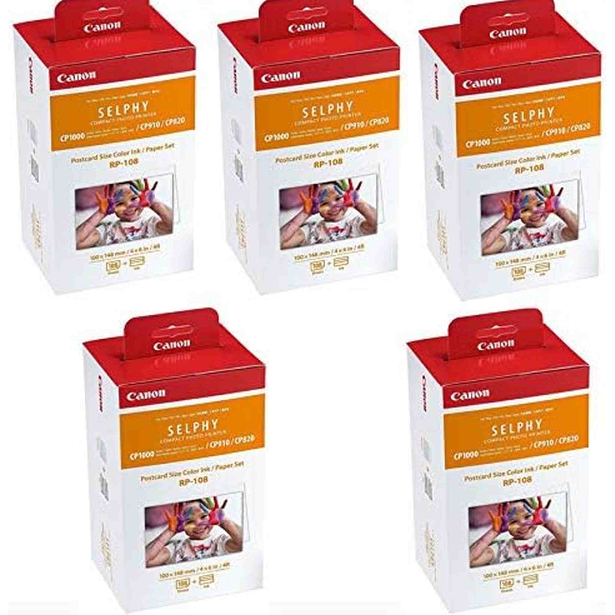 Canon Color Ink/Paper Set, For Use With SELPHY CP910/CP820/CP1200, RP-108 5-Pack Canon