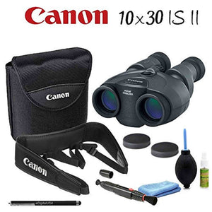 Canon 10x30 is II Image Stabilized Binocular Starters Bundle - Refurbished Canon