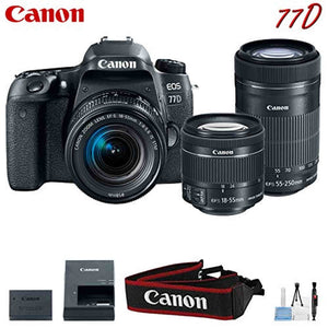 Canon EOS 77D Digital SLR Camera with 18-55mm & 55-250mm Lenses Kit International Model Canon
