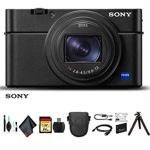Sony Cyber-shot DSC-RX100 VI Camera DSCRX100M6/B With Soft Bag, Tripod, Additional Battery, 64GB Memory Card, Card Reader , Plus Essential Accessories Sony