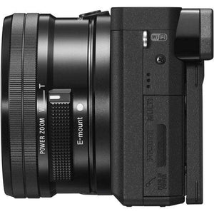 Sony Alpha a6300 Mirrorless Camera with 16-50mm Lens Black ILCE6300L/B With Bag, Filters, 2x Extra Batteries, Rode Mic, LED Light, External HD Monitor, 2x 64GB Cards, , Plus Essential Accessories Sony