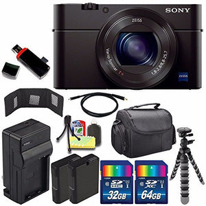 Sony Cyber-shot DSC-RX100M3 Digital Camera + Extra battery + Charger + 96GB Bundle 4 - International Version No Warrant