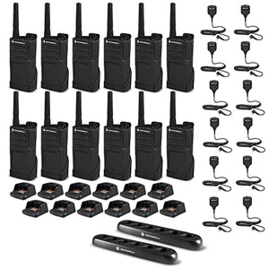 12 x Motorola RMM2050 On-Site 2-Way Radio + 2x 6 Bank Charger - 12 Pack W/ Mics Motorola Solutions