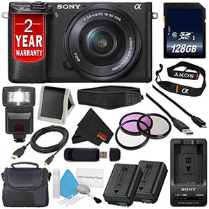 Sony Alpha a6300 Mirrorless Digital Camera with 16-50mm Lens International Model + NP-FW50 Replacement Lithium Ion Bat - Used Sony