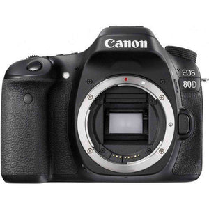 Canon EOS 80D DSLR Camera 1263C004 W/Bag, Extra Battery, LED Light, Mic, Filters and More - Advanced Bundle - Used Canon