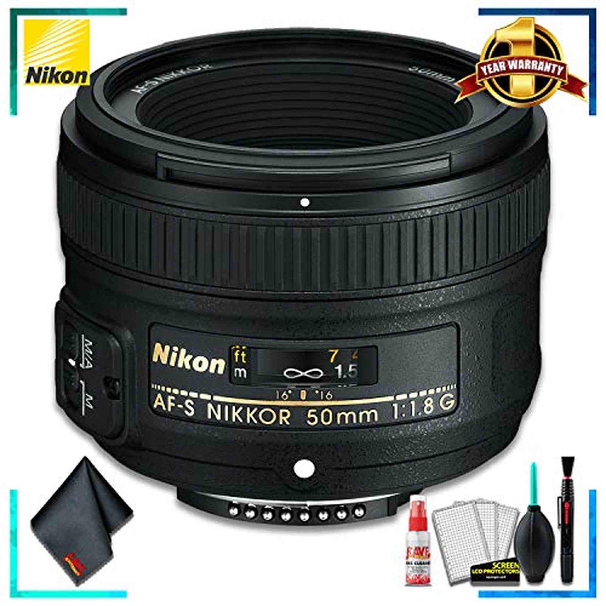 Nikon AF-S NIKKOR 50mm f/1.8G Camera Lens International Model + Cleaning Kit