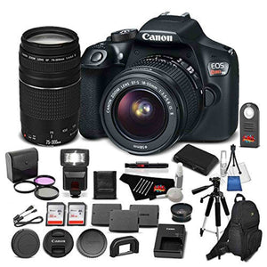 Canon EOS Rebel T6 Digital SLR Camera Bundle with EF-S 18-55mm f/3.5-5.6 is II Lens + EF 75-300mm f/4-5.6 III Telephoto Zoom Lens + More - Used Canon