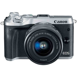 Canon EOS M6 Mirrorless Digital Camera with 15-45mm Lens International Model Silver 1725C011 - Starter Bundle Canon