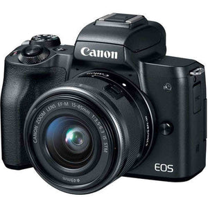 Canon EOS M50 Mirrorless Digital Camera with 15-45mm Lens International Model 2680C011 W/Bag, Extra Battery, LED Lig Canon