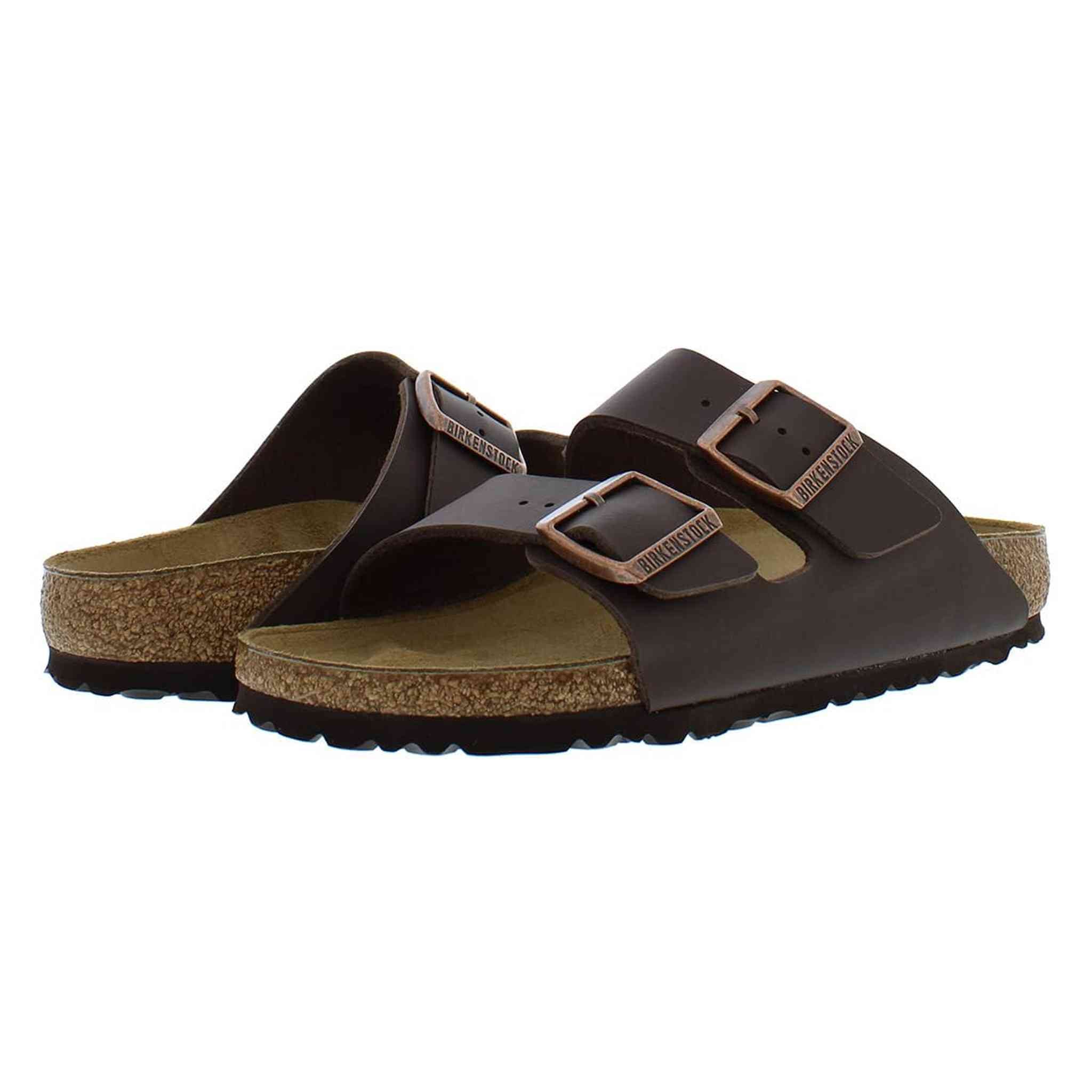 Birkenstock Unisex Arizona Dark Brown Leather Sandal 40 R EU Birkenstock