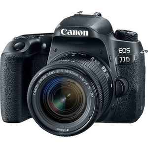 Canon EOS 77D DSLR Camera with 18-55mm Lens International Model 1892C016 W/Bag, Extra Battery, LED Light, Mic, Filte - Used Canon