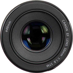 Canon EF 50mm f/1.8 STM Lens International Model w/Filter + Lens Case Bundle - Used Canon