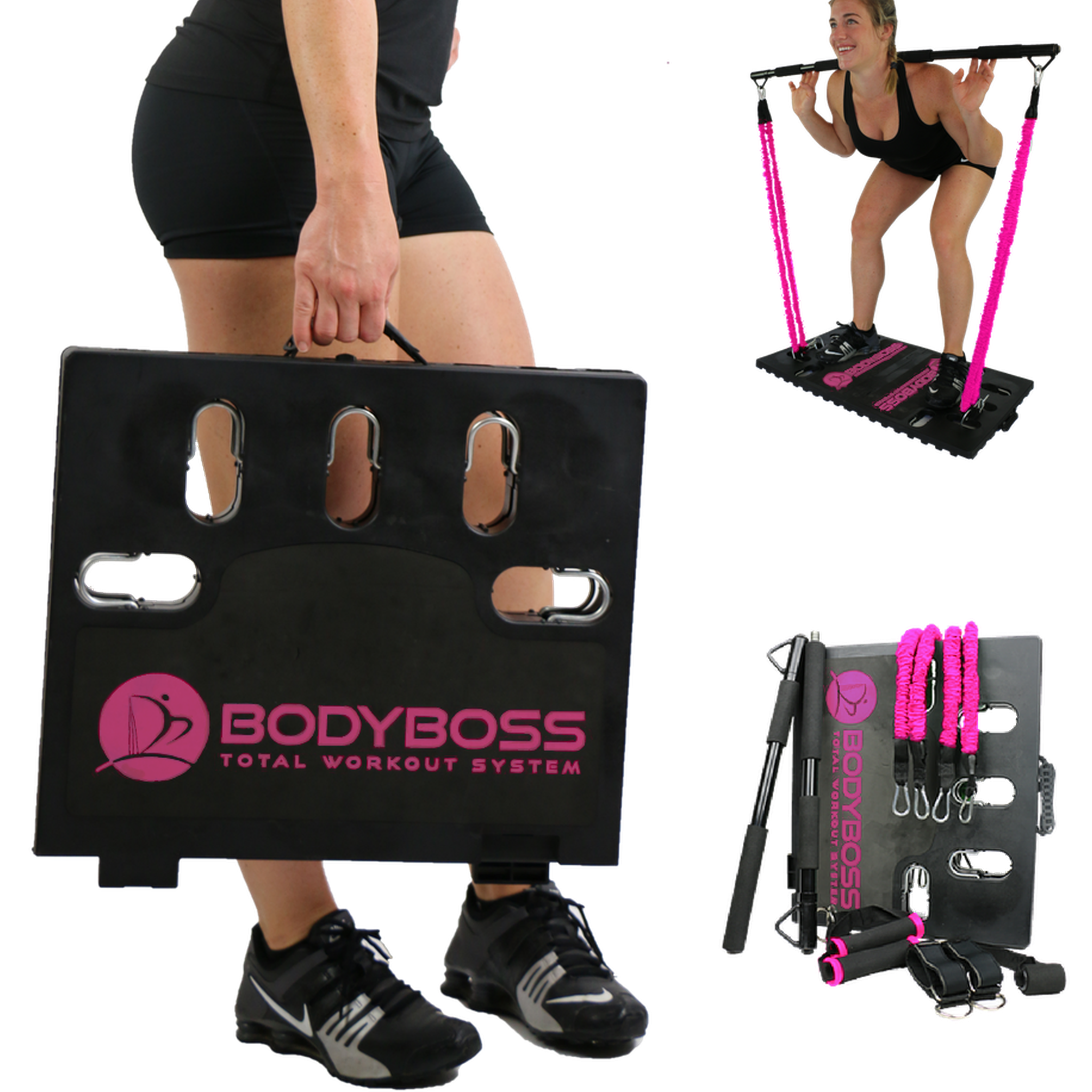 BodyBoss Home Gym 2.0 - Full Portable Gym Home + Extra Bands Workout Package, Pink BodyBoss