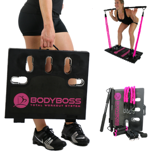 BodyBoss Home Gym 2.0 - Full Portable Gym Home + Extra Bands Workout Package, Pink BodyBoss