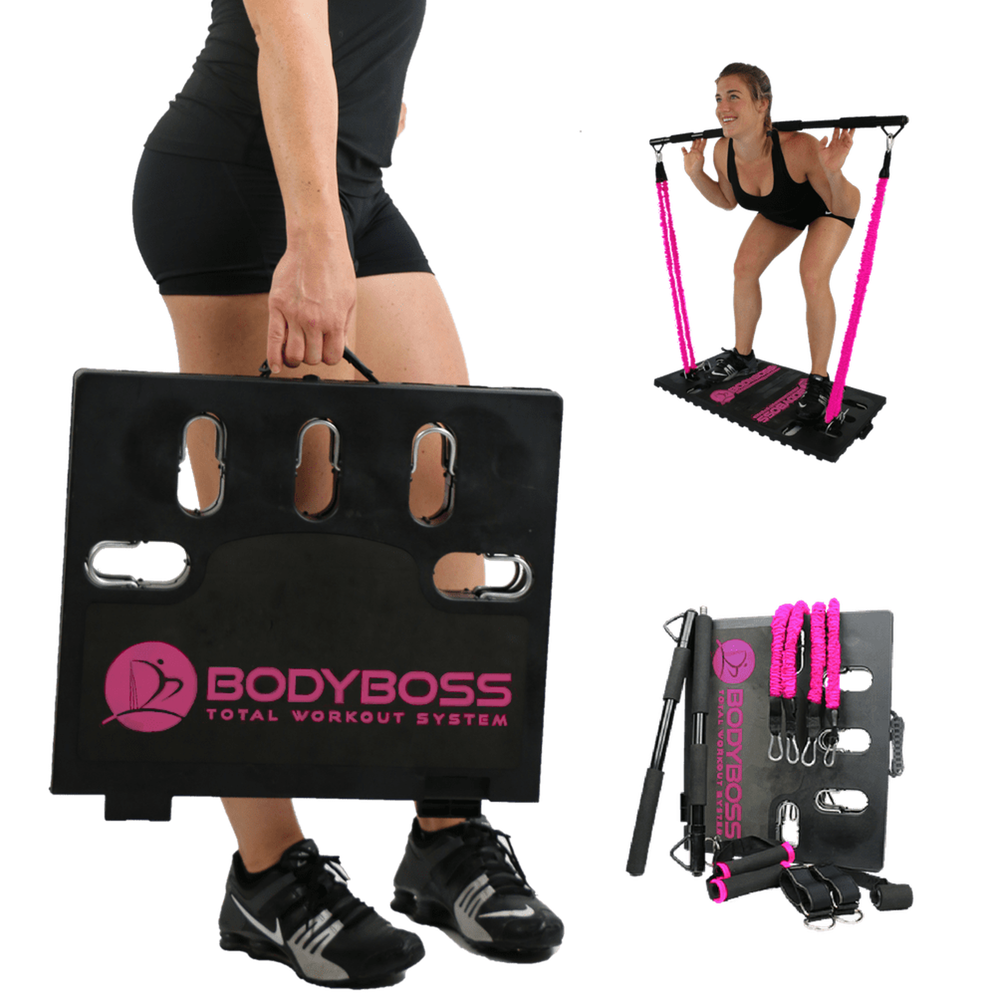 BodyBoss Home Gym 2.0 - Full Portable Gym Home Workout Package + 1 Set of Resistance Bands - Collapsible Resistance Bar, Handles - Full Body Workouts BodyBoss