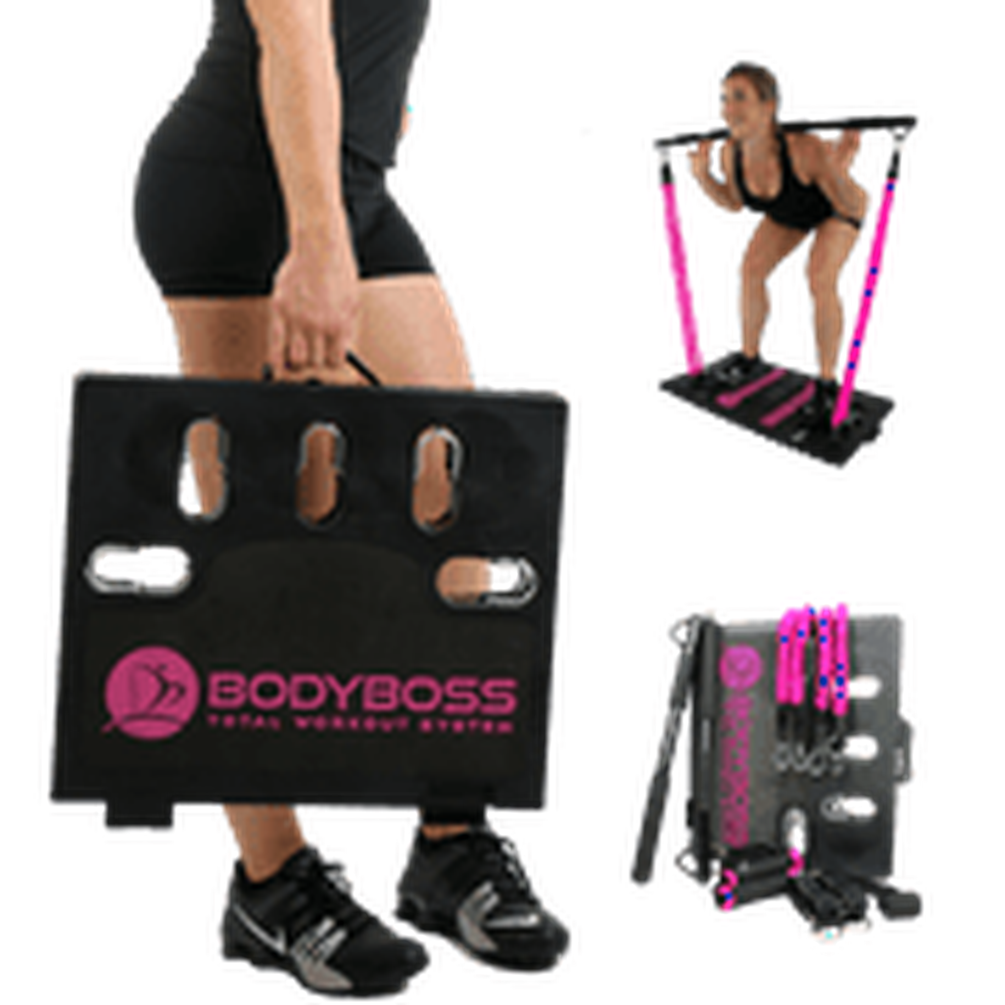 BodyBoss Home Gym 2.0 - Full Portable Gym Home Workout Package + 1 Set of Resistance Bands - Collapsible Resistance Bar, Handles - Full Body Workouts BodyBoss