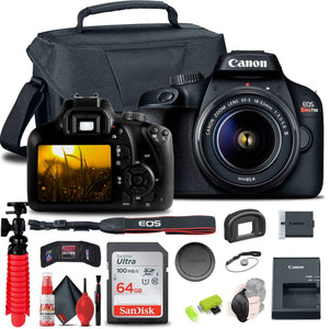 Canon EOS Rebel T100 / 4000D DSLR Camera with 18-55mm Lens + 64GB Card + More - Reconditioned Canon