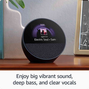 Echo Spot 2024 Smart alarm clock w/ vibrant sound and Alexa - Black + Screen Cleaning Kit Kindle