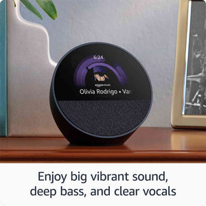 Echo Spot 2024 Smart alarm clock w/ vibrant sound and Alexa -Blue + Screen Cleaning Kit Kindle